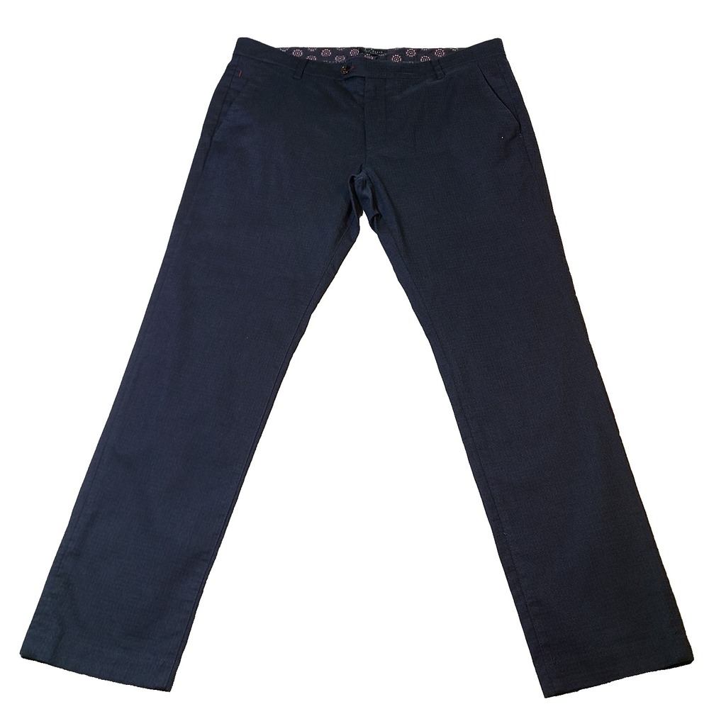 Ted Baker London Men's Navy Dress Pants 38R Flat Front Slim Fit Wool Blend